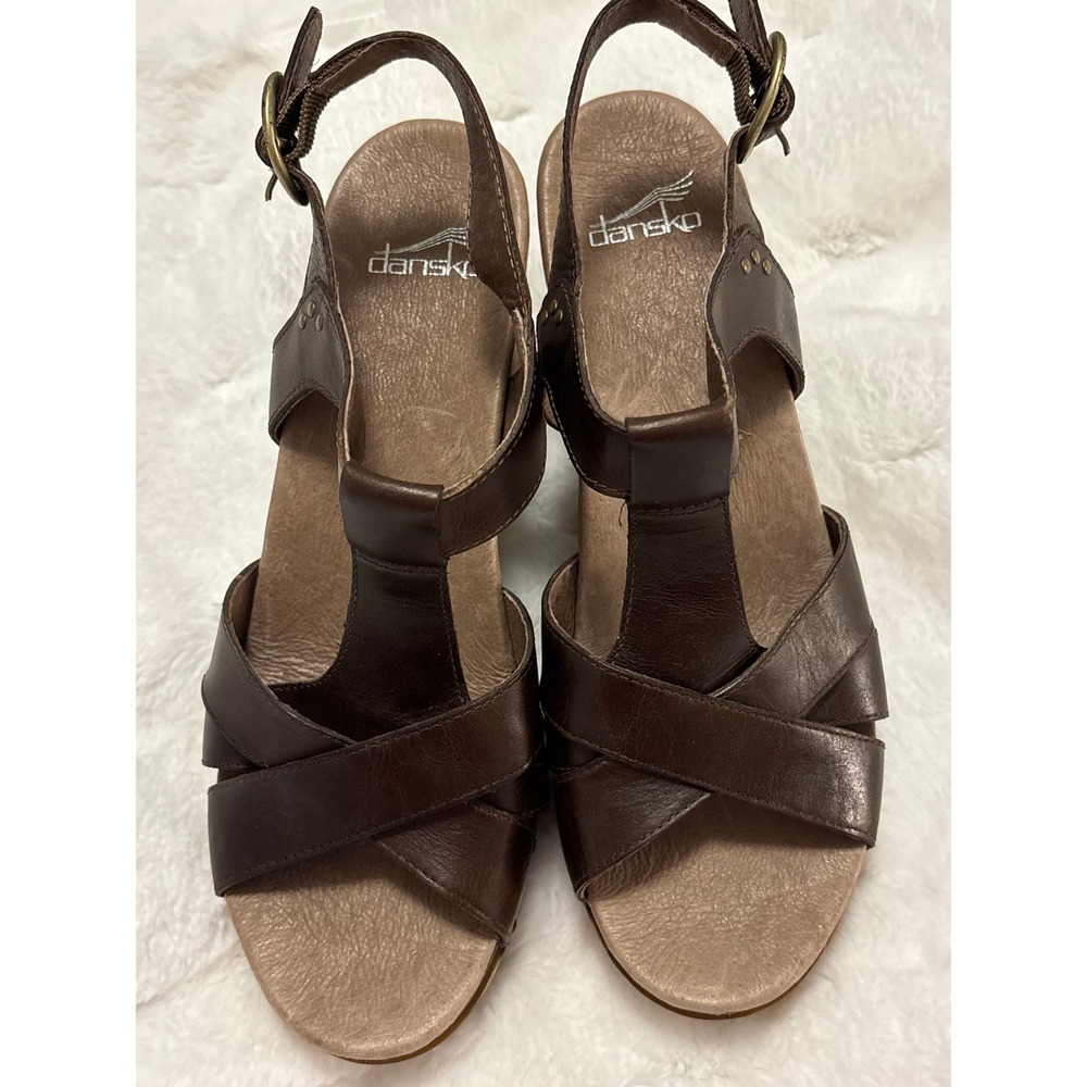 Dansko Daniela Brown Leather Strappy Platform Sandals Size 40 US 9.5 Bohemian